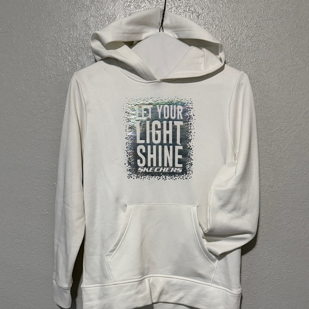 Skechers White Hoodie with Metallic Graphic size 14/16